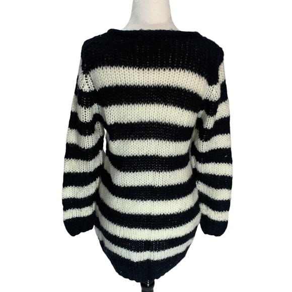 Anthropologie Katsumi Chunky Knit Striped Sweater Black/White Size M - Picture 3 of 8